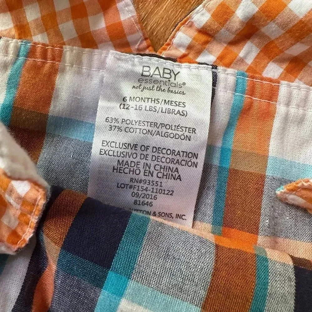 Baby Boy Size 6M Plaid‎ Shortall Bundle